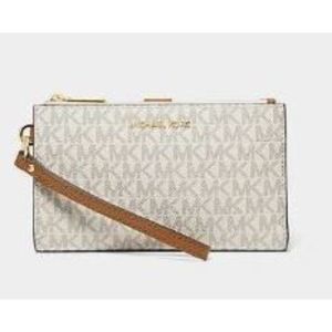Michael Kors White and Brown Wristlet